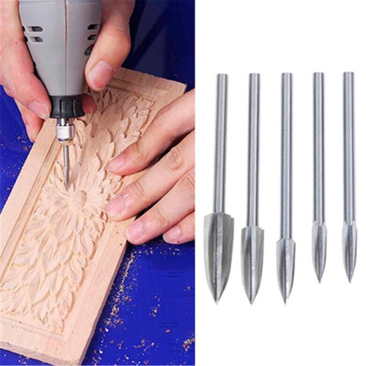 5pcs Woodcarving High-speed Steel Engraving Drill Bit Set