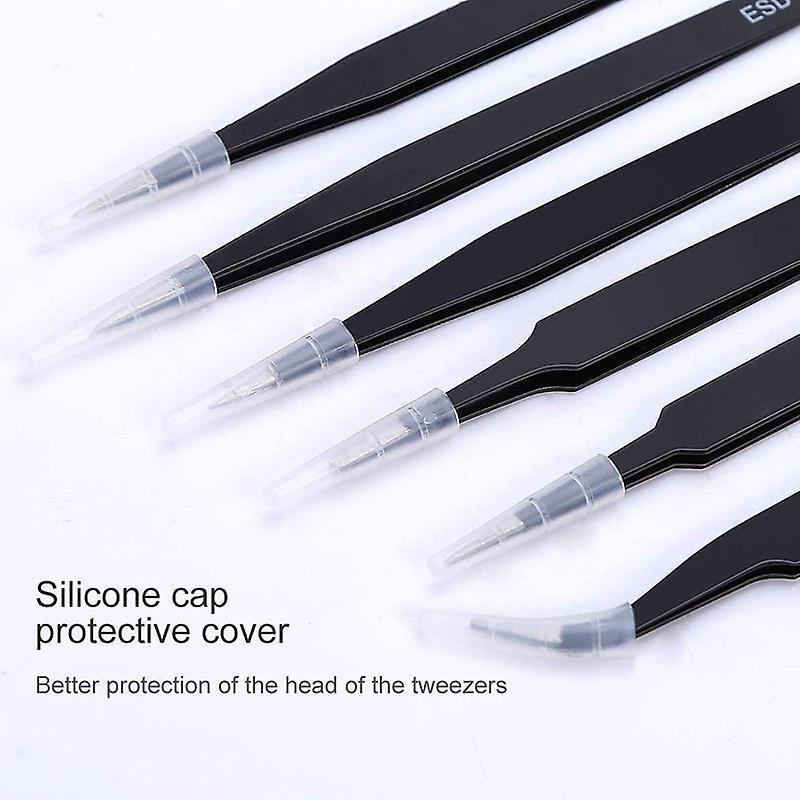 6pcs Tweezers Set, Stainless Steel Curved Of Tweezers, for Laboratory