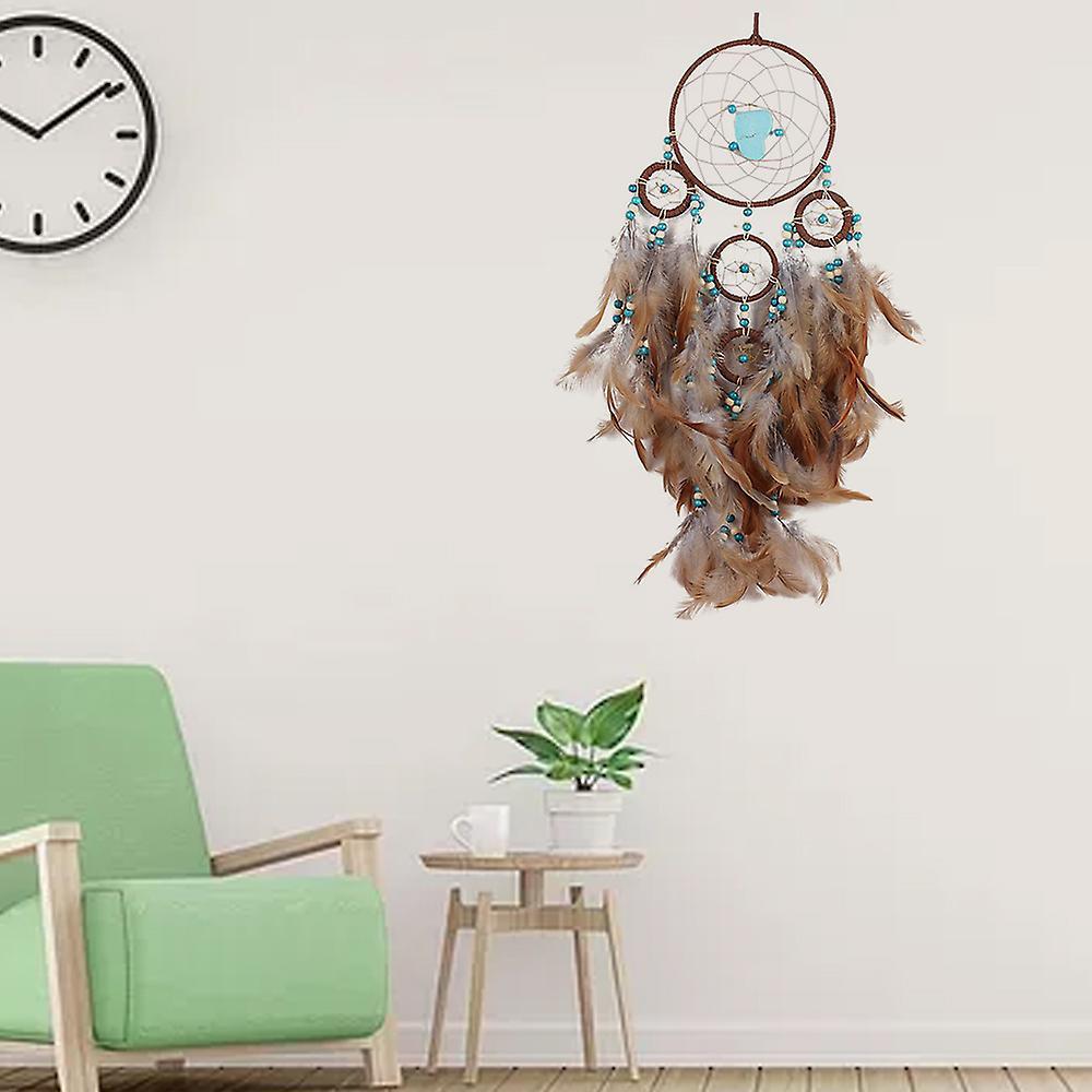 Dream Catcher Five Ring Feather Pendant Children's Room Wall Mount