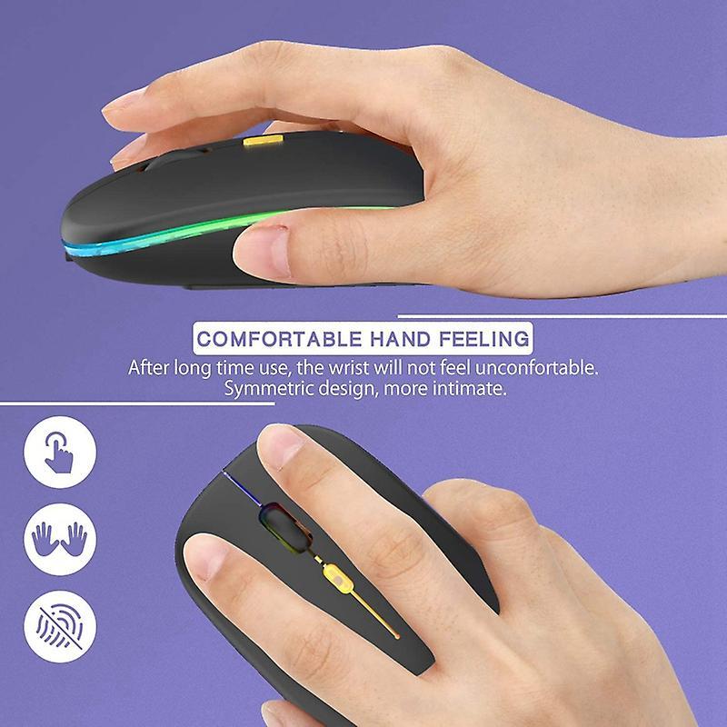 Led Wireless Mouse,with Usb & Type-c Receiver, for Laptop(black)