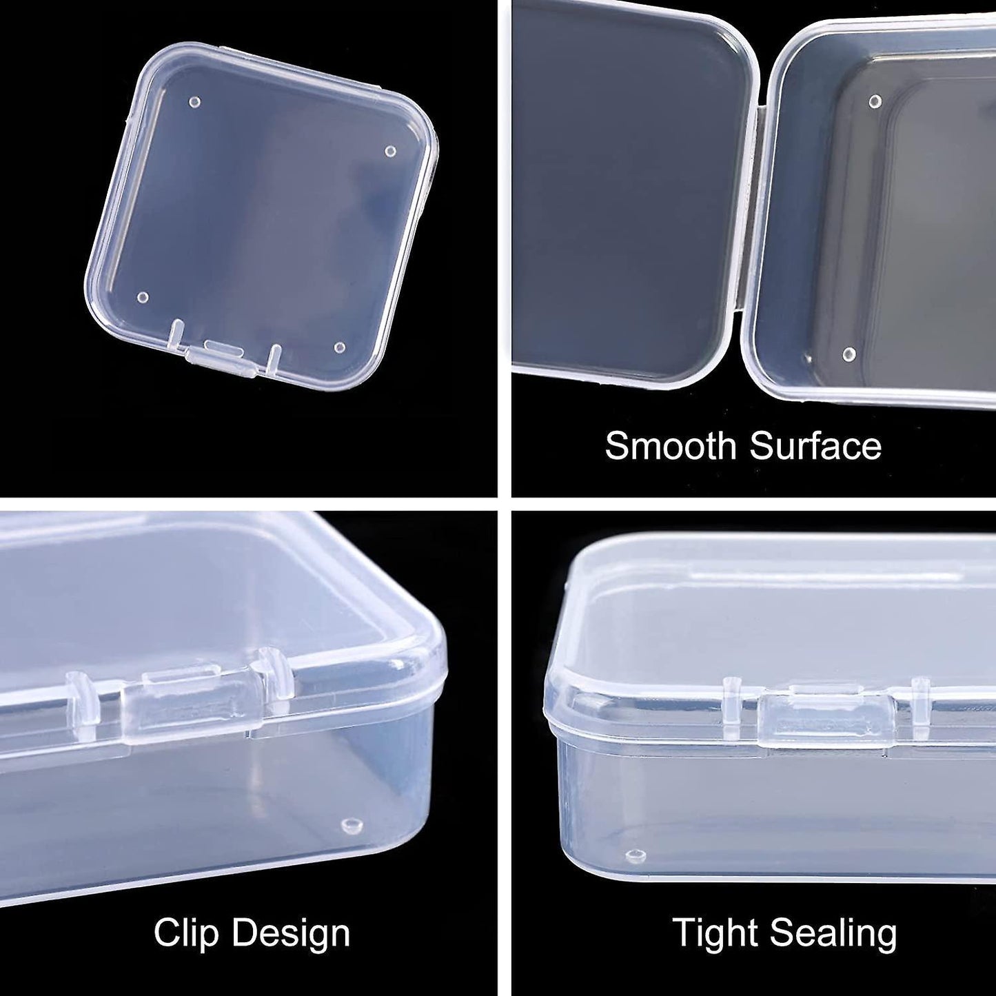 16 Pack Clear Plastic Beads Storage Containers Box with Hinged Lid