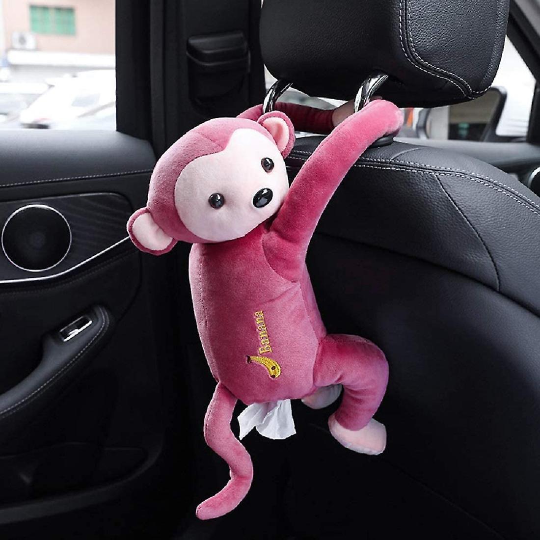 Monkey Tissue Storage Box for Car Bathroom Bedroom Kitchen Pink