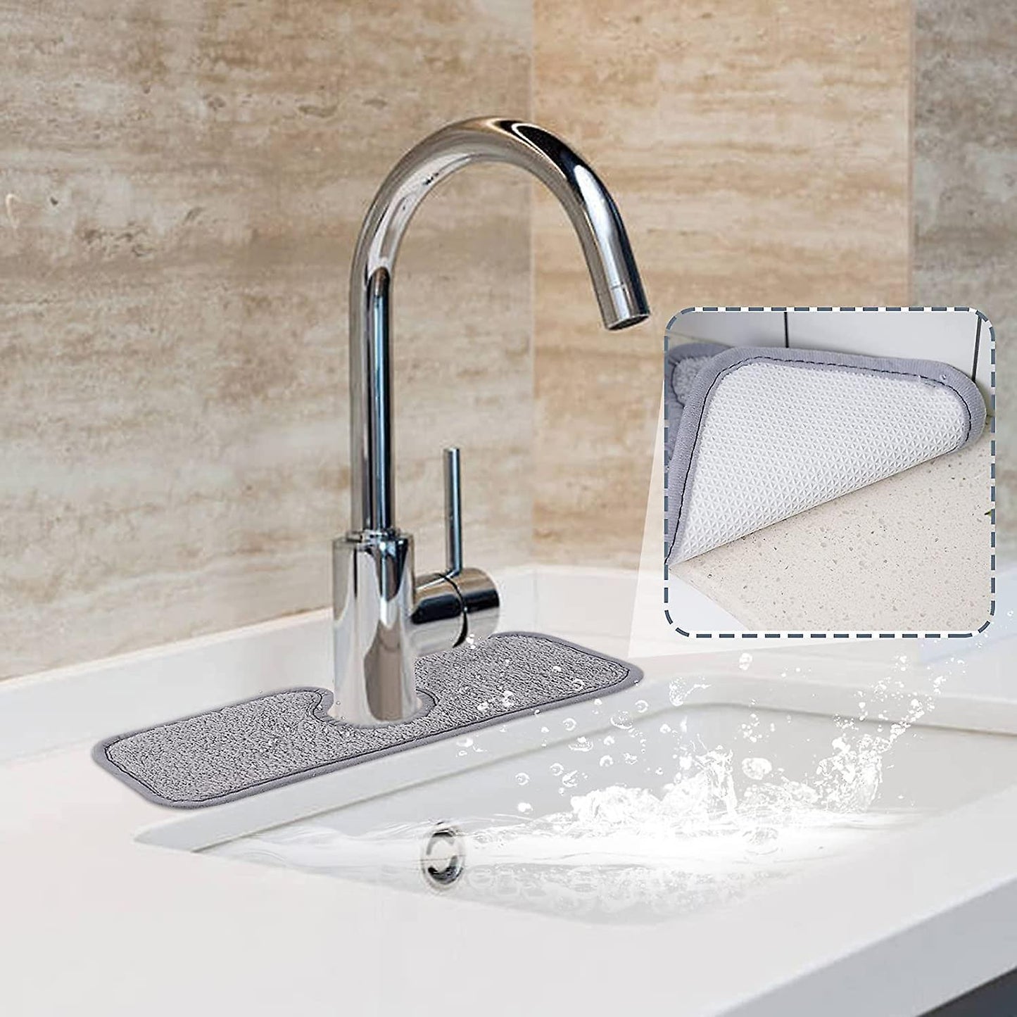 2-piece Faucet Absorbent Pad Sink Splash Plate Suitable for Faucets
