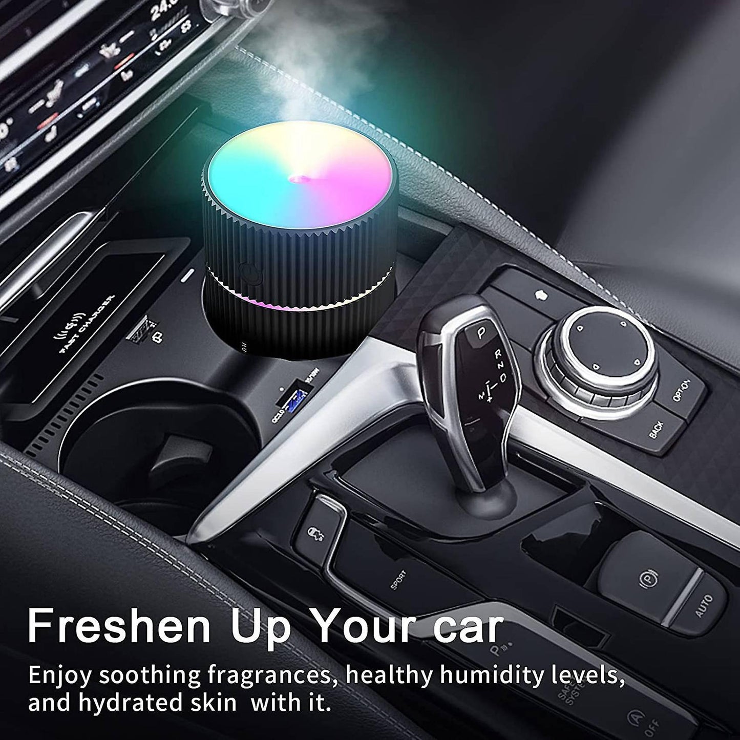 Mini Usb Humidifier with 7 Colors Breath Lights,for Car,bedroom Black
