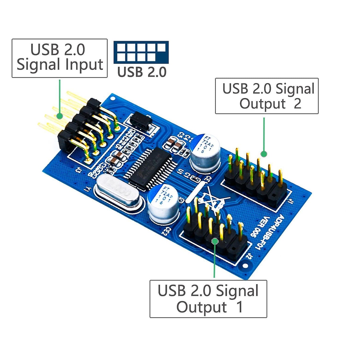9pin Usb Header Male 1 to 2 Female Usb Hub Extension Card for Desktop