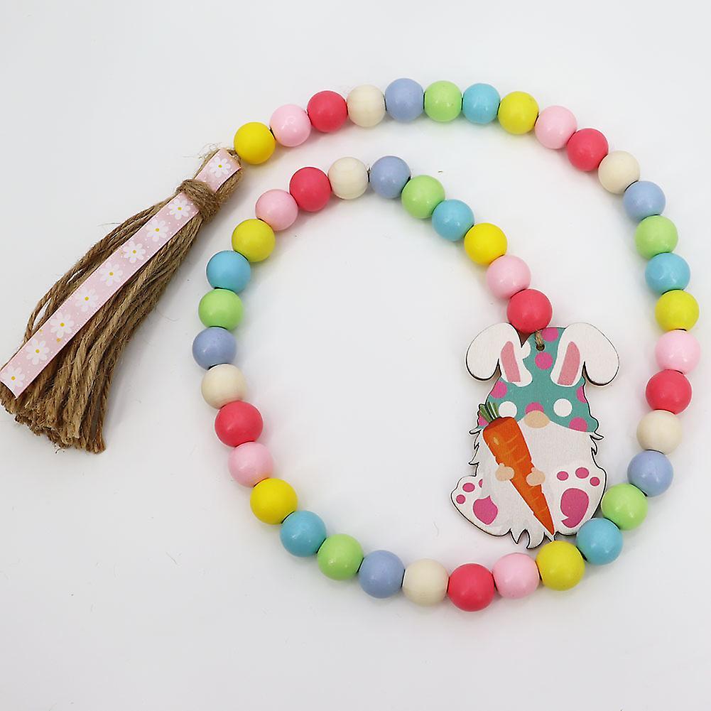 Easter Wood Bead Garland with Tassels Decorations Spring Prayer Beads