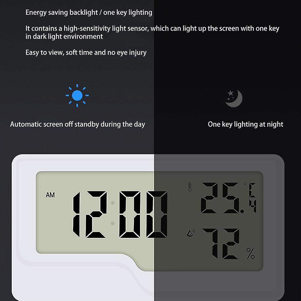 Hygrometer Digital Temperature Time Clock Humidity Meter Backlight