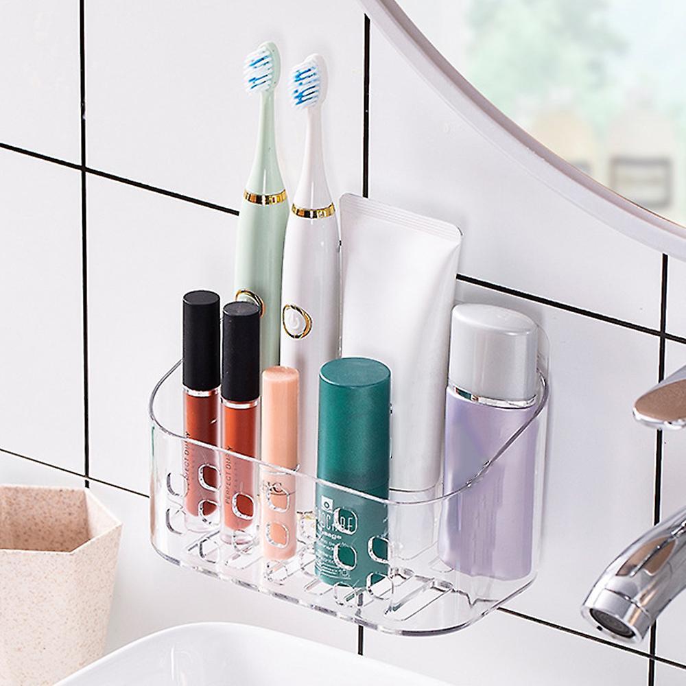 Bathroom Plastic Wall Shelf Toiletries Holder Storage Drain Basket
