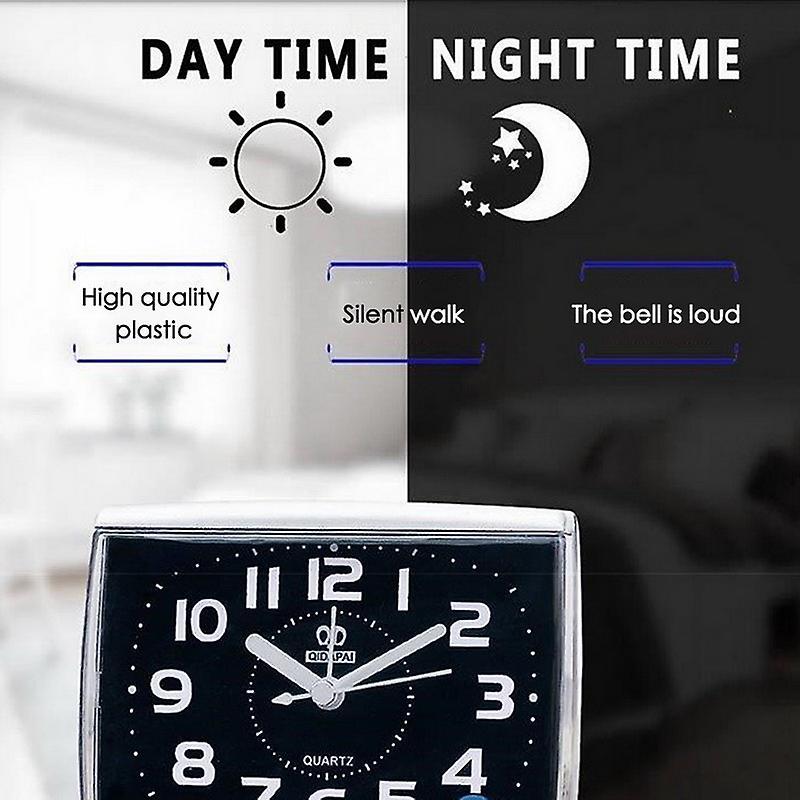 Wake Up Clocks Plastic Silent Sweeping Small Clock Alarm Clock-white