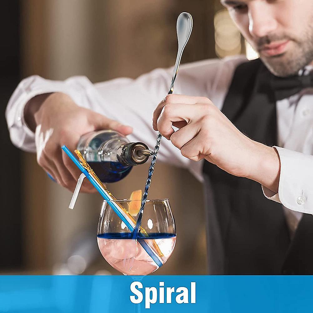 10 Pack Mixing Spoons,10 Inch Stainless Steel Cocktail Stirrer