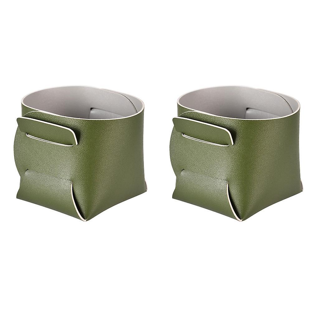 2pcs Leather Porch Key Storage Box Jewelry Brush Storage Basket,h