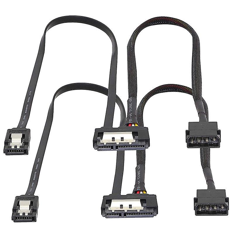 2 Pcs Sata 6g Data Cable, Sata Power 2-in-1 Extension Cord,lp4 Ide