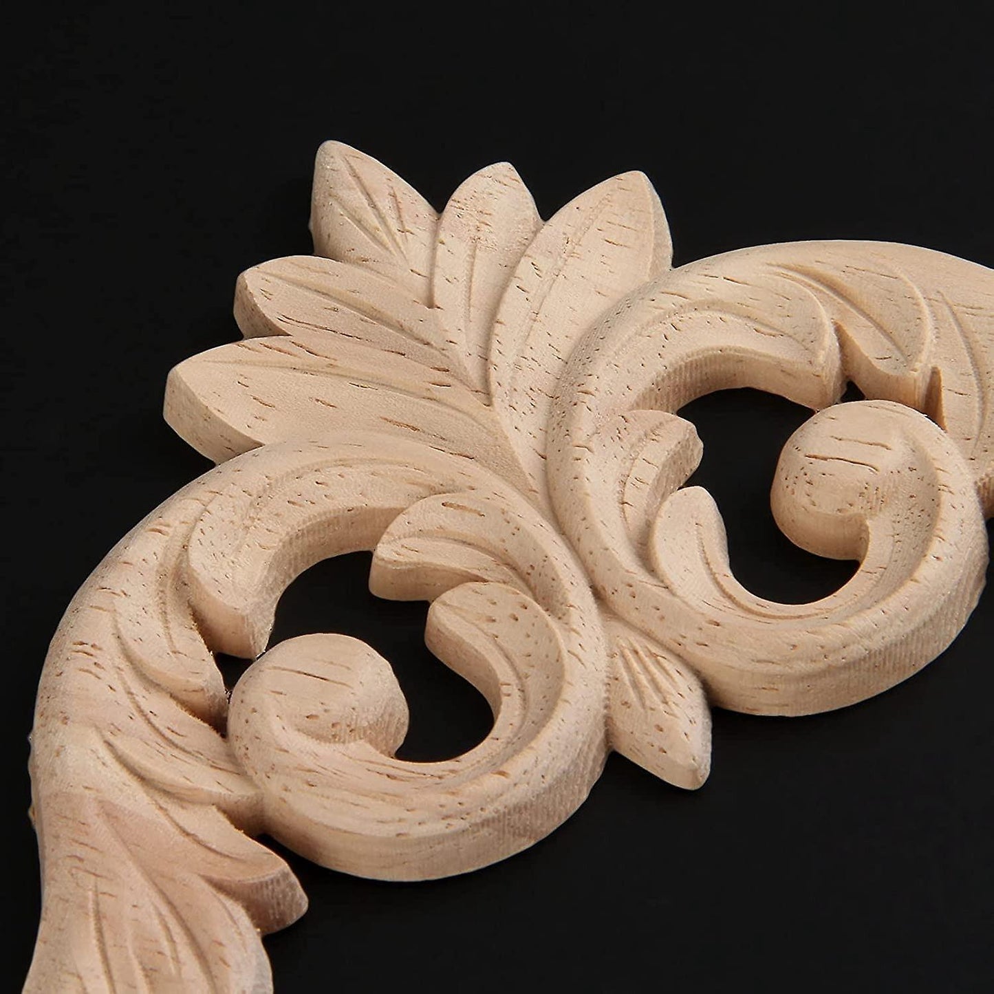 Wood Carved Corner Mouldings Applique Furniture Decor 4pcs 12x12cm