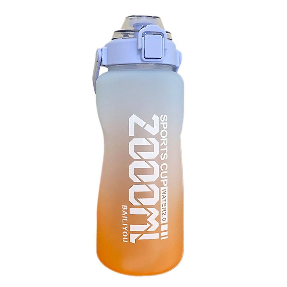 2000ml Large Water Bottle with Time Marker Portable Leakproof -c