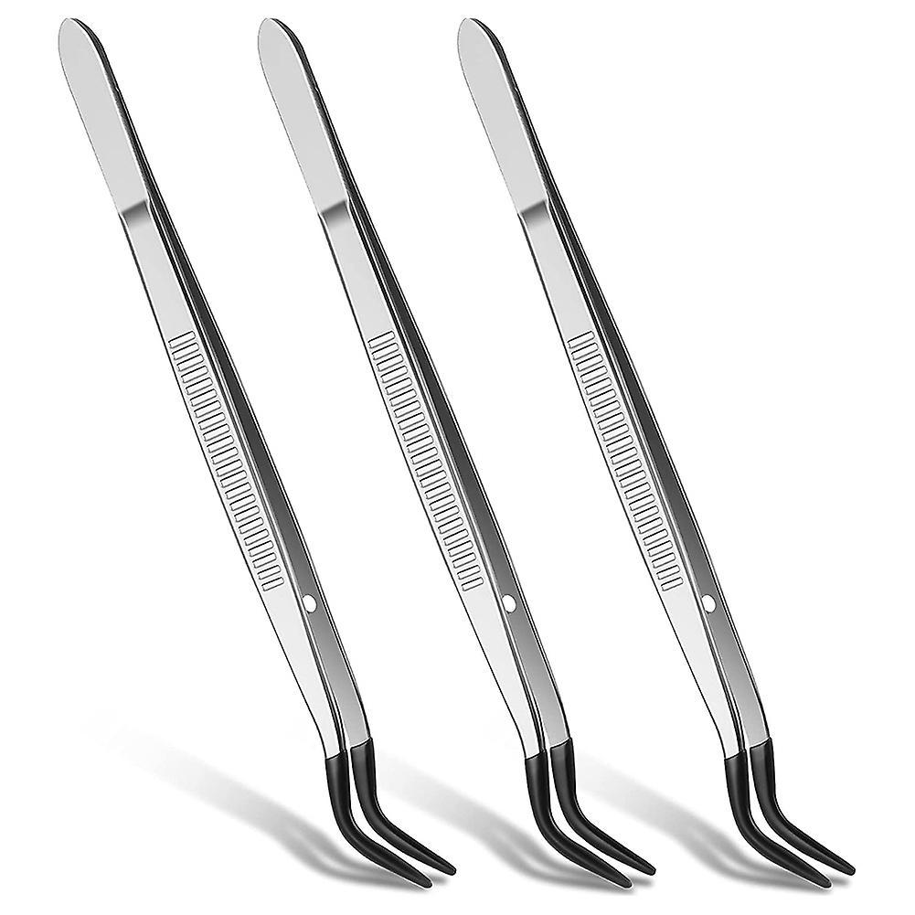 3 Pieces Tweezers Tip Tweezers Rubber Coated Jewelry Craft Tool