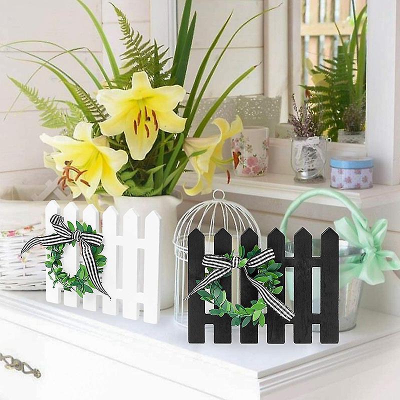 2pcs Farmhouse Wooden Picket Fence Tiered Tray Decoration Frame