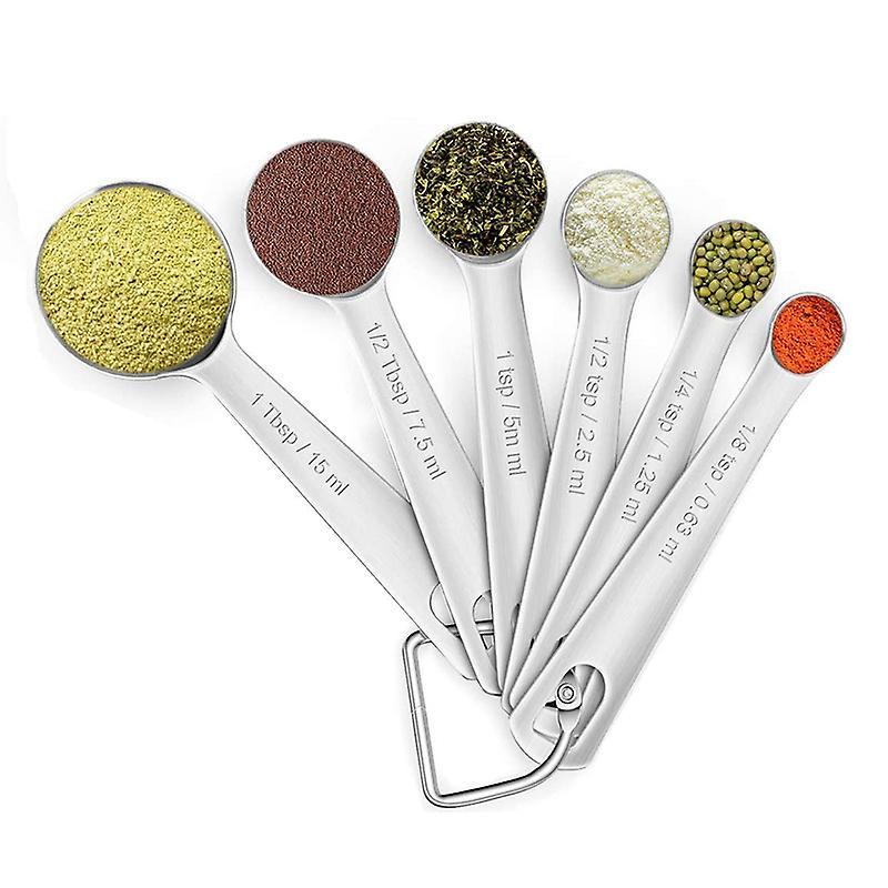 6 Pack Stainless Steel Measuring Spoons Set for Food Coffee Spice