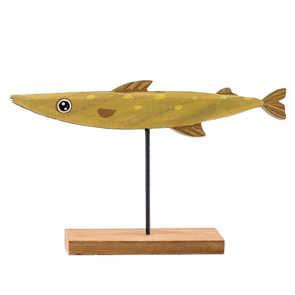 Nautical Theme Wooden Seafish with Stand Base Animal Table Decor-b
