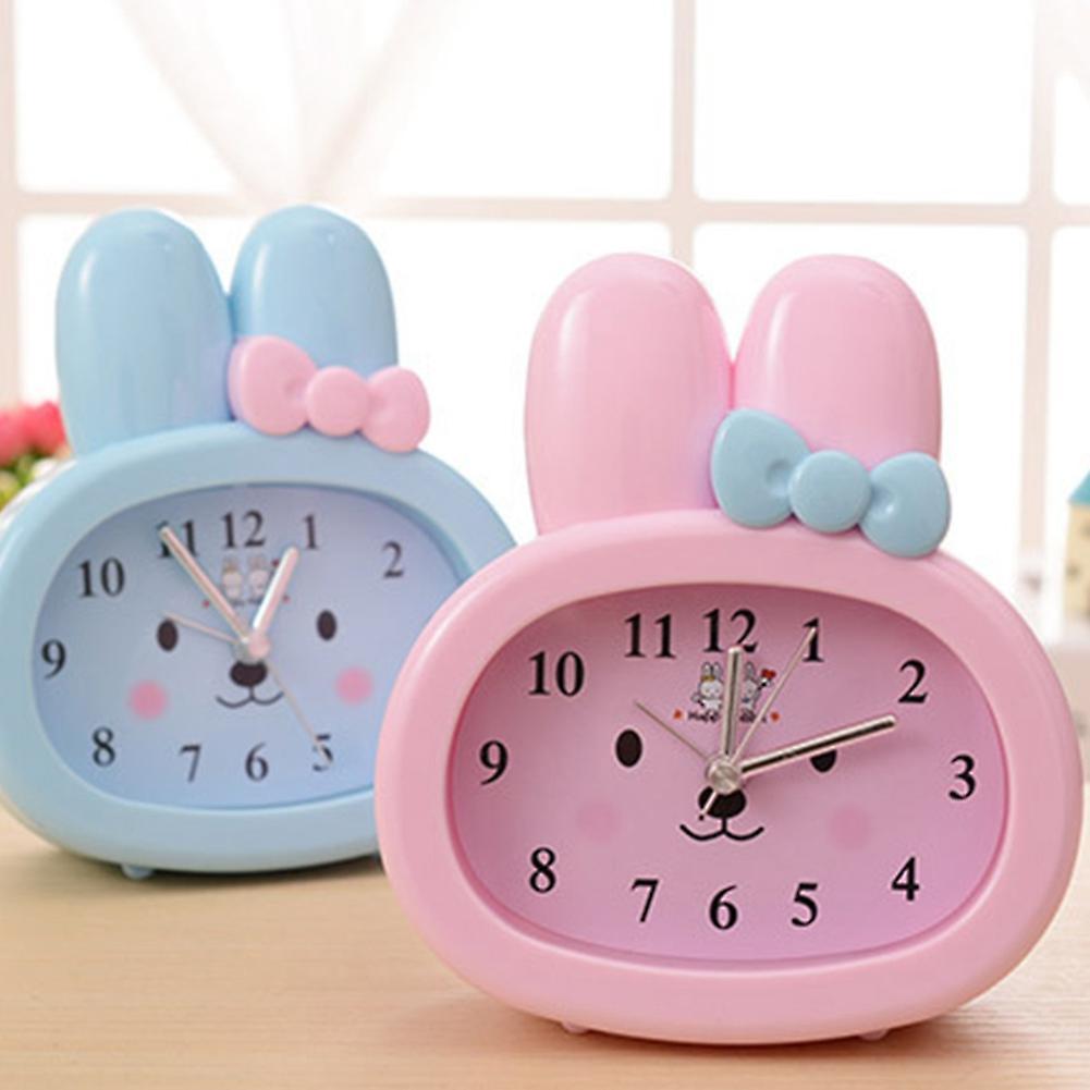 Cute Rabbit Bedside Creative Mute Small Alarm Clock Pink