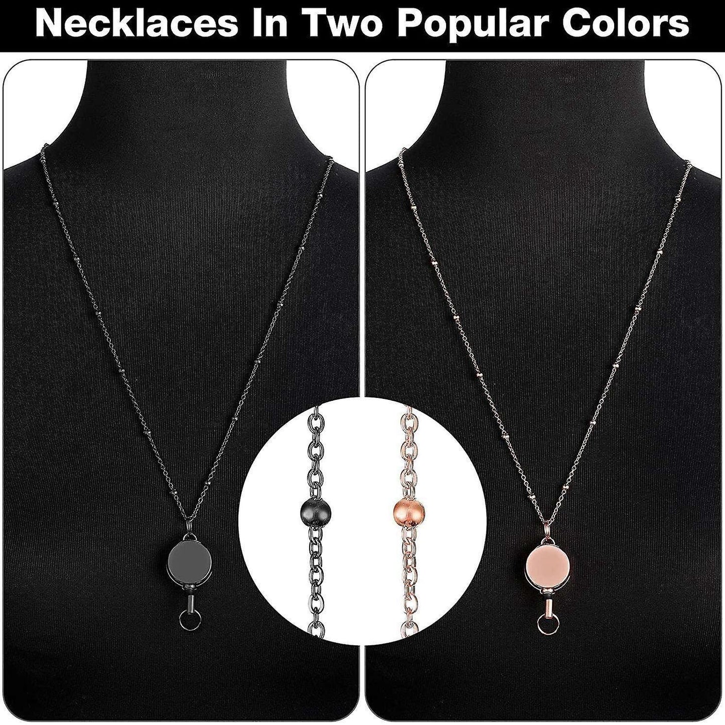 2 Pcs Retractable Badge Reel Lanyard with Id Holder Necklace- B