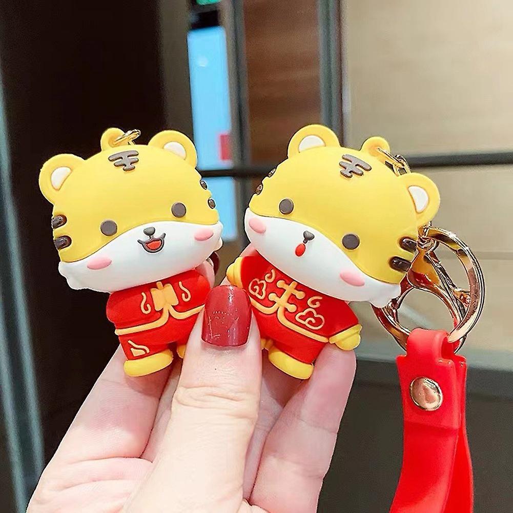 Tiger Key Ring Decor Charm New Year Cartoon Car Keychain Pendant B