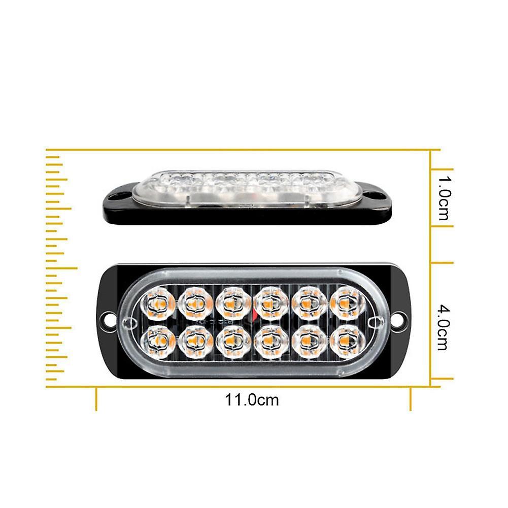 2pcs Led Strobe Warning Light Strobe Grille Flashing Amber Yellow