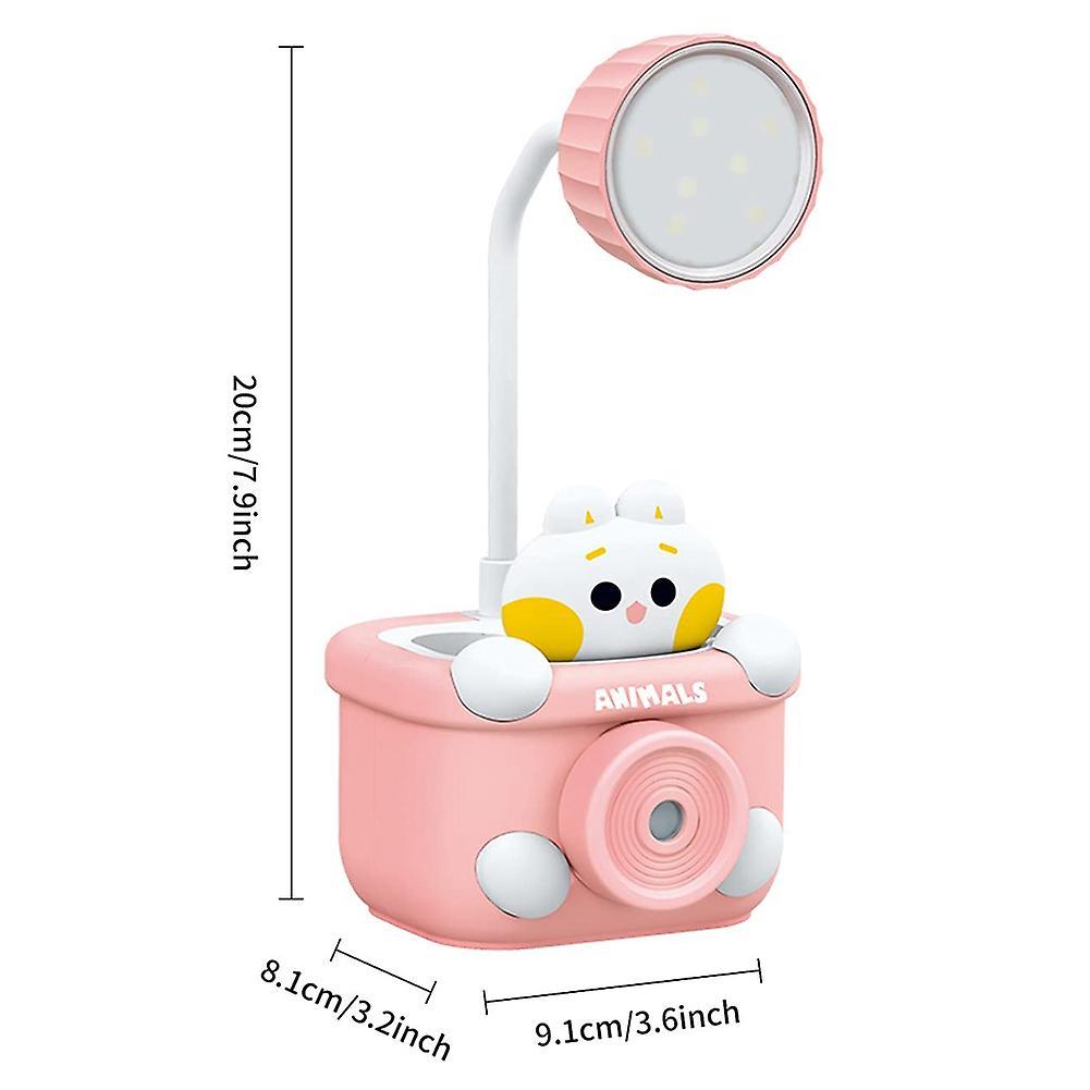 Cute Desk Lamp for Kids, with Pencil Cutting/pen Holder, (pink)