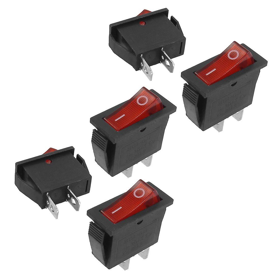 5 Pcs 2 Pin Spst Red Neon Light On/off Rocker Switch Ac 16a/250v 20a/125v