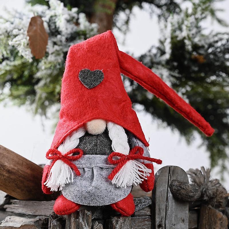2pcs Gnome Doll with Long Red Hat Heart Style Christmas Home Gifts