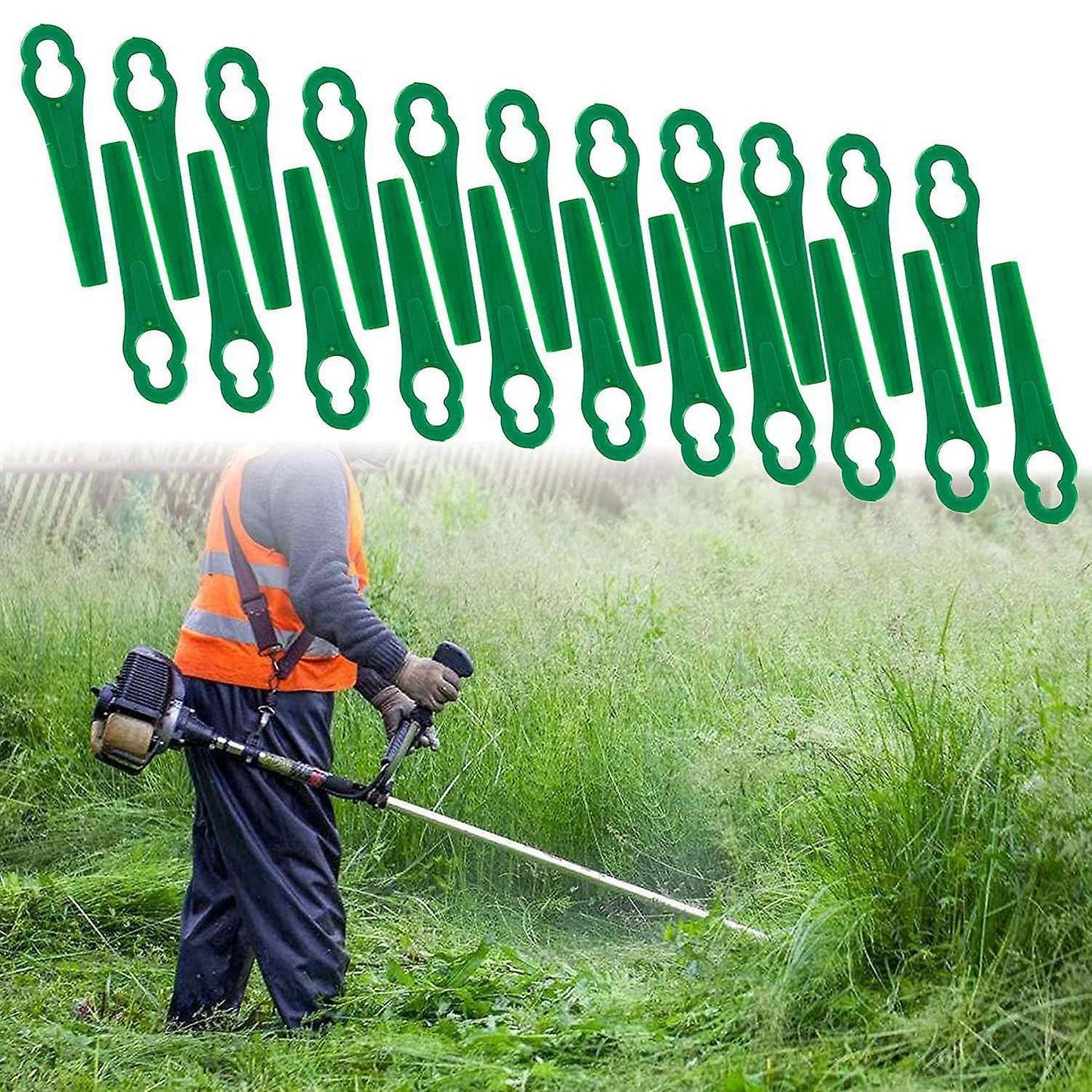 100 Pcs 8.3cm Plastic Grass Trimmer Blade Replacement Blades