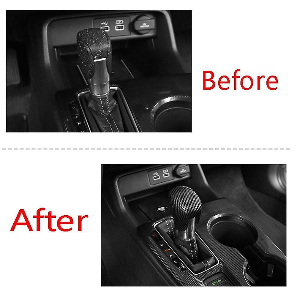 Black Carbon Fiber Car Gear Shift Knob Cover for Honda Civic 2022