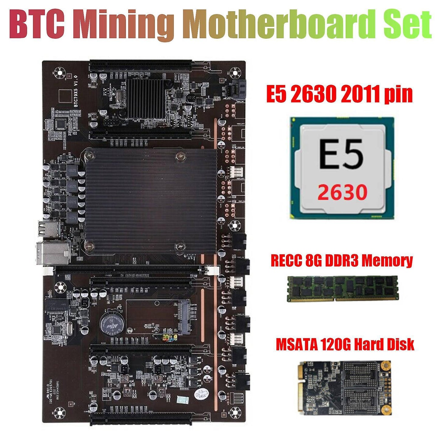 X79 H61 Btc Miner Motherboard with E5 2630 Cpu Recc 8g Ddr3 Memory