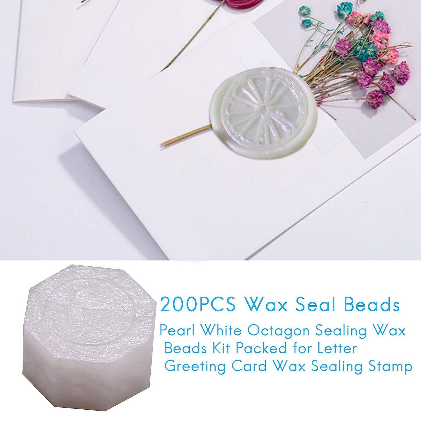 200pcs Pearl White Sealing Wax Beads Kit for Greeting Card Stamp