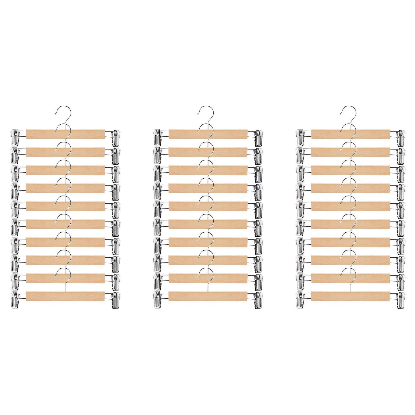 Wooden Skirt Hangers with Adjustable Clips (pack Of 30) Non-slip