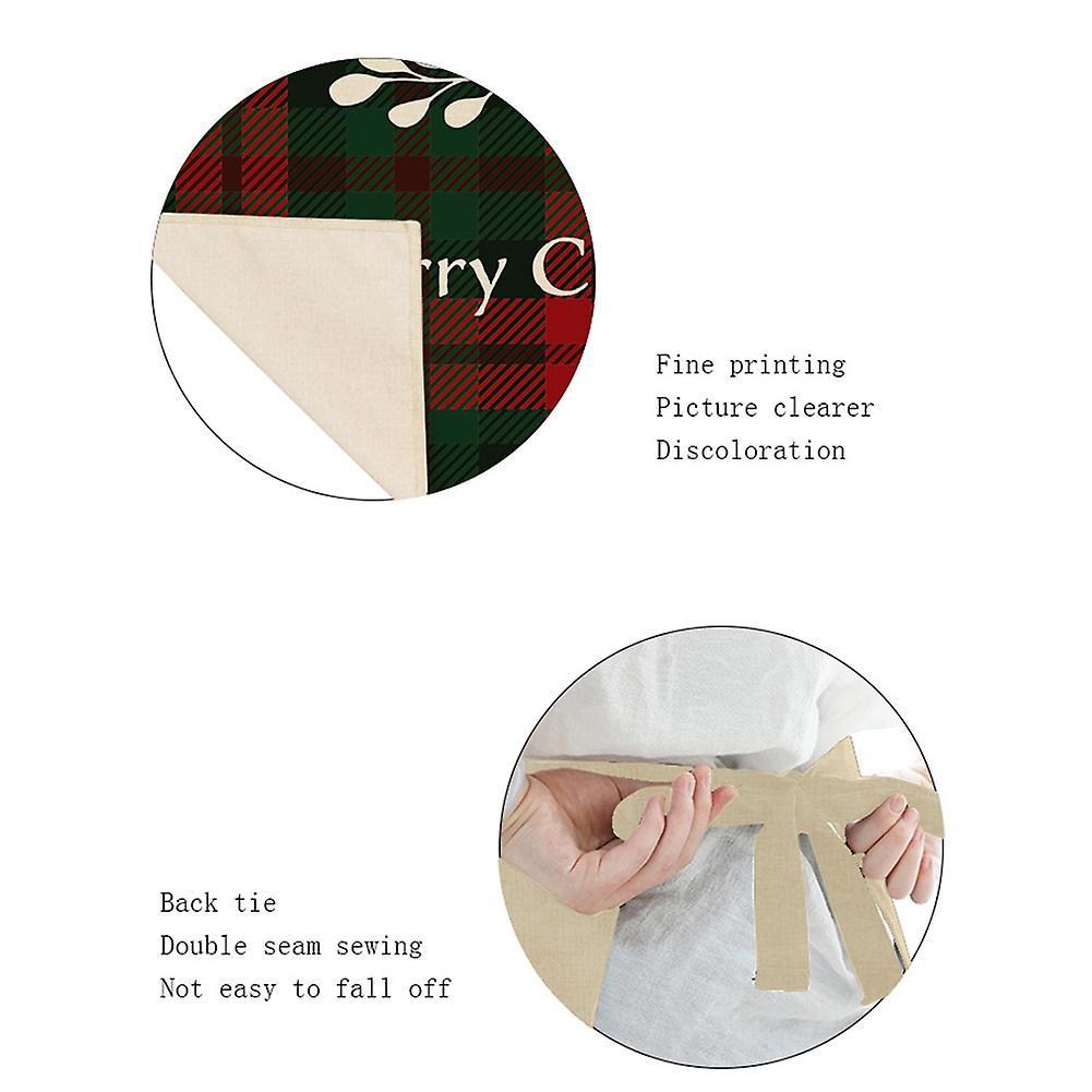 Linen Merry Christmas Apron for Home Kitchen Antifouling Apron B