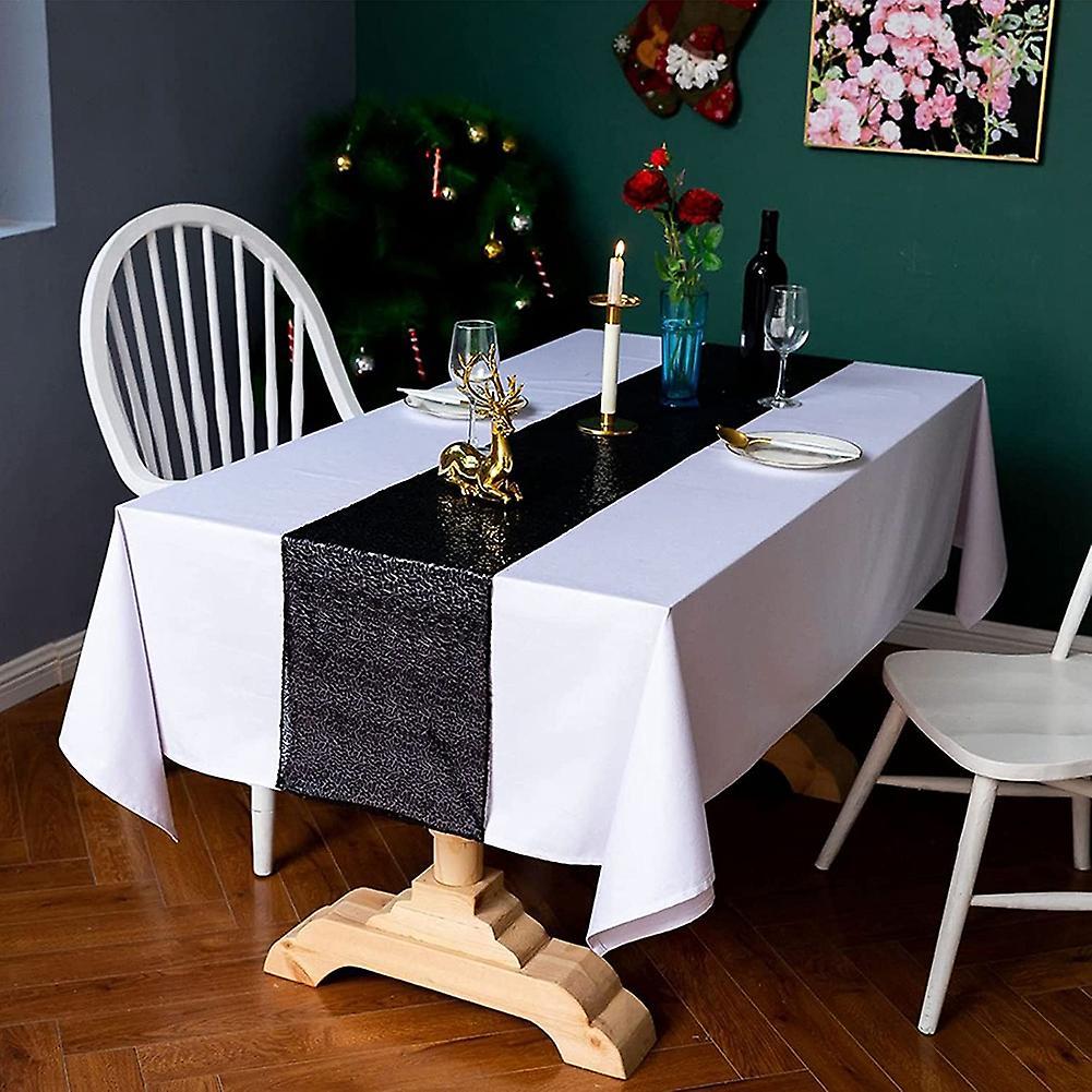 10 Pcs Black Table Runner 12x108inch for Holiday Decor
