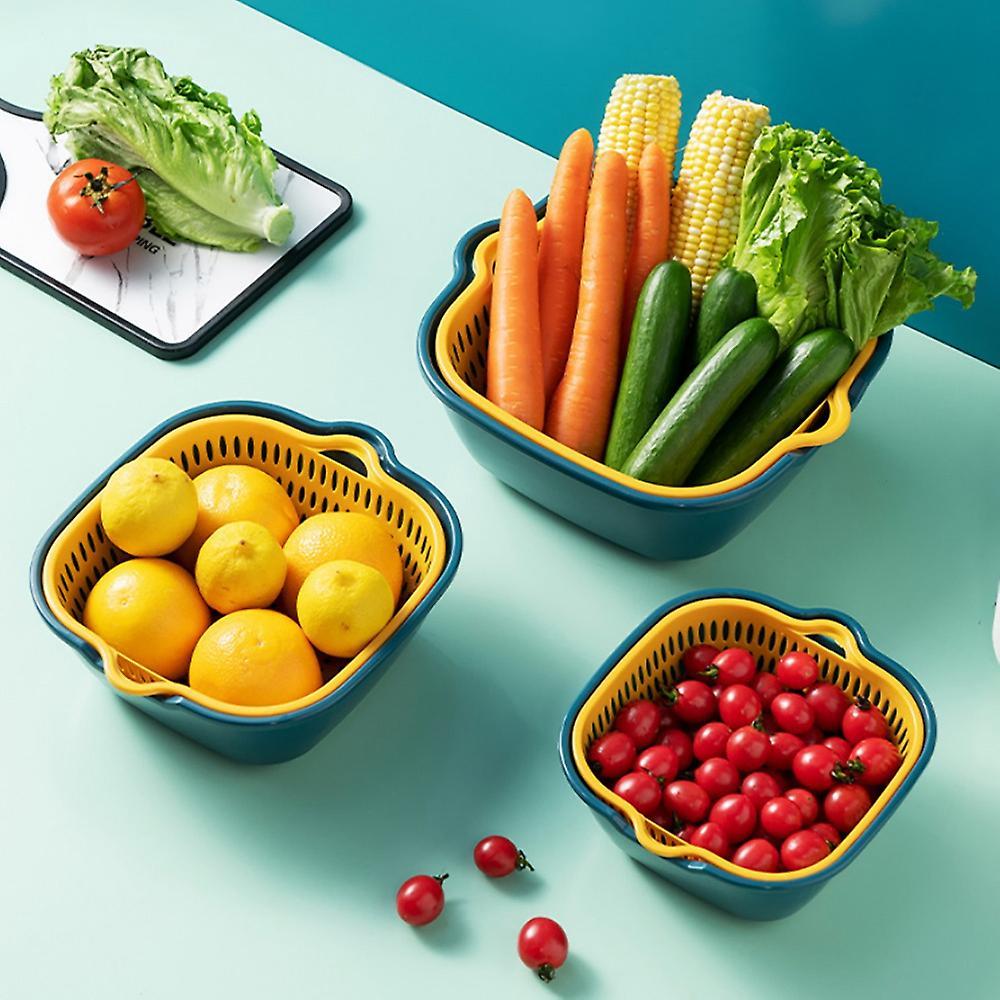 Baskets Fruit Washing Basket Multifunctional Drain Basket Stackable B