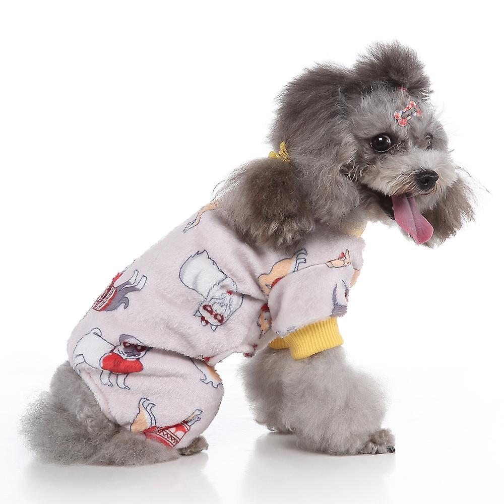 Heart Shaped Dog Print Pet Pajamas for Dogs,fleece Dog Jumpsuit -s