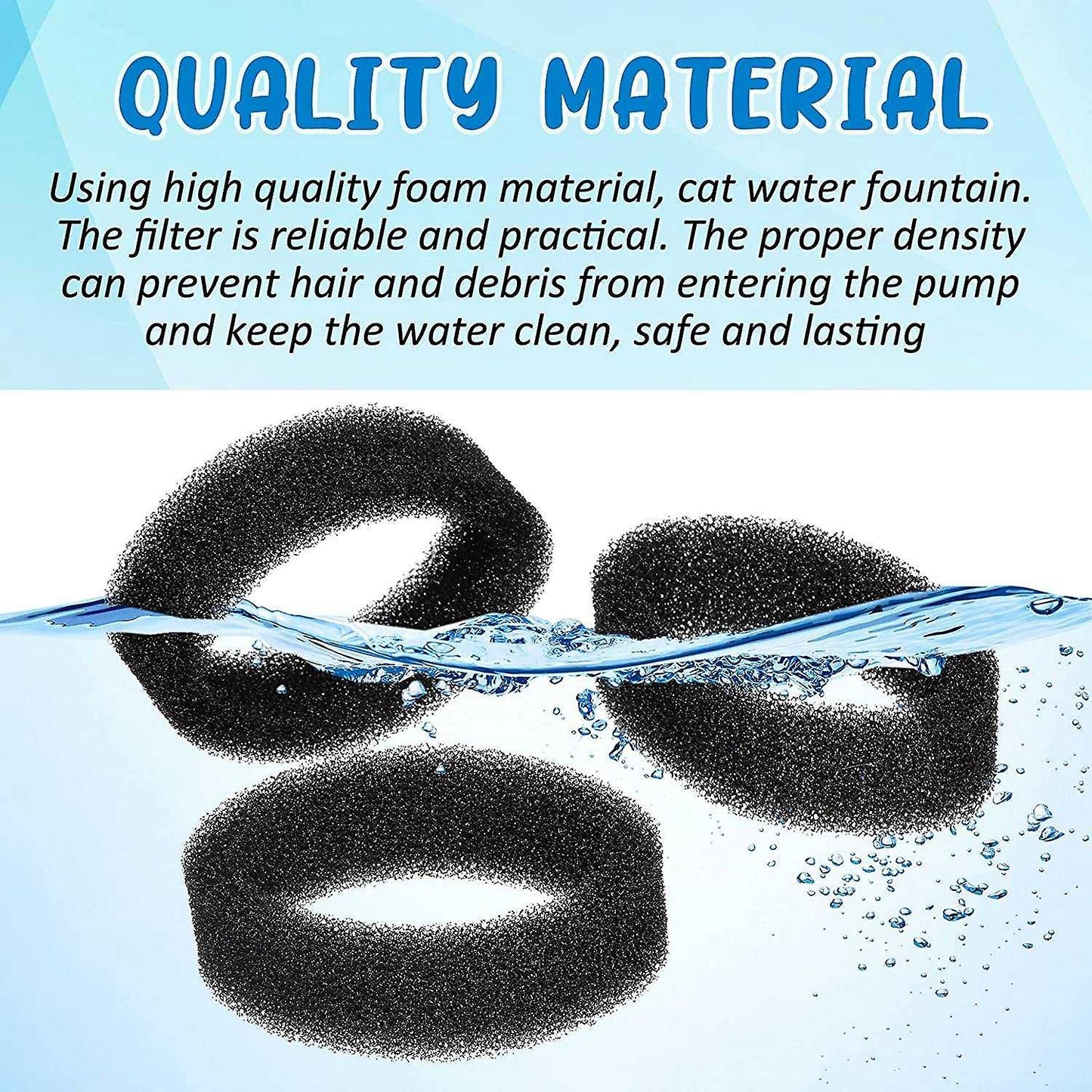 8 Pieces Pet Fountain Filter Pet Water Round Filter Foam