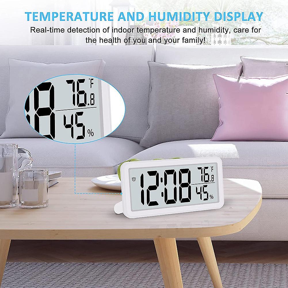 Digital Alarm Clock,battery Operated Lcd Electronic Clock White