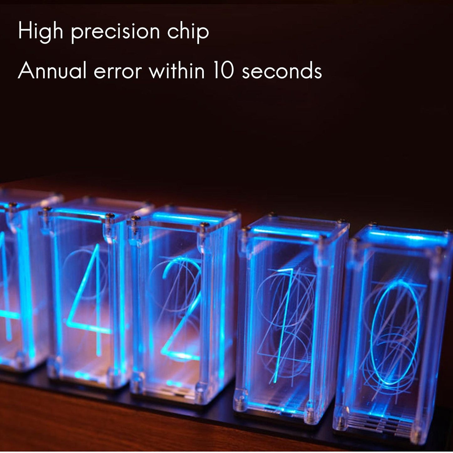 6 Bit Rgb Imitated Tube Clock Digital Led Clock with Usb Cable Black