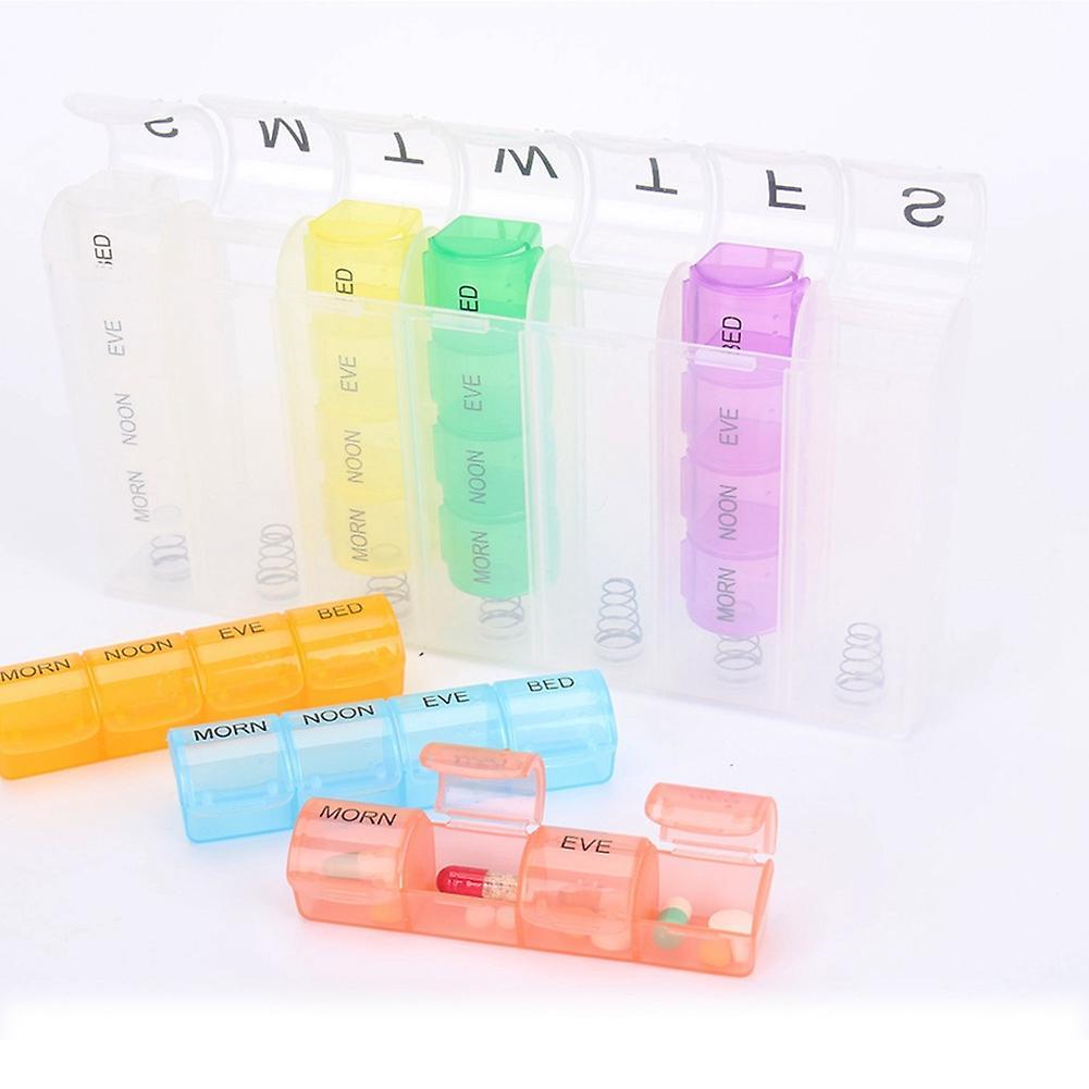 Portable Weekly 7 Day Push Button Pill Holder Travel Medicine Box