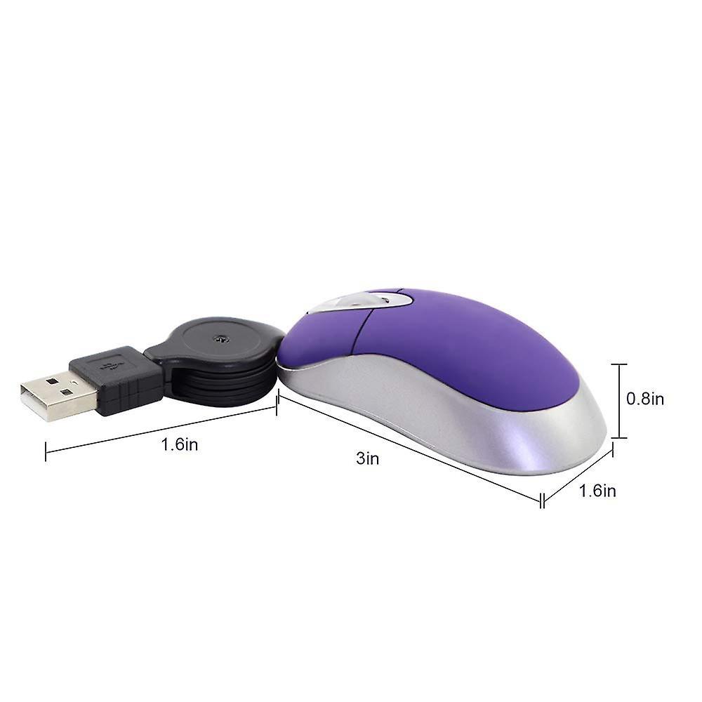 Mini Usb Wired Mouse Retractable Tiny Small Mouse 1600 Dpi Optical