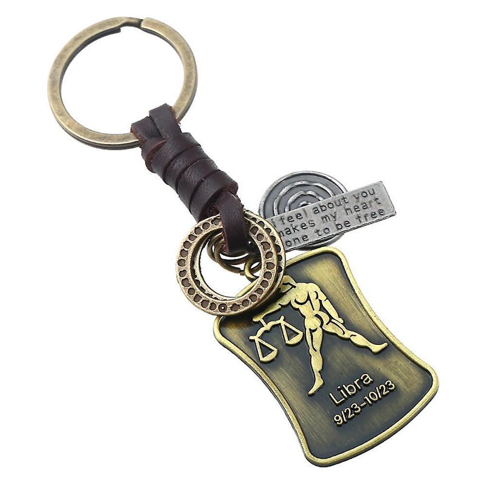 Keychains Constellation Tag Key Pendant Retro Key Chain(libra)