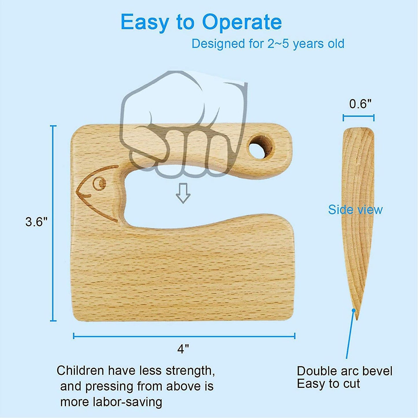Wooden Children's Cooking Knife, Fish-shaped Knife, Kitchen Tools