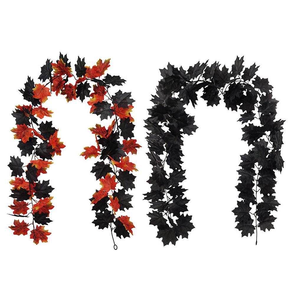 Artificial Maple Leaf Plants Are Decorated for Halloween A