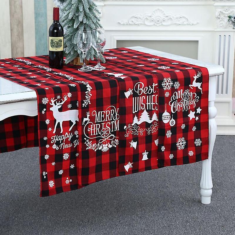 Grid Household Table Mat Cloth Set 180cmx31cm, Christmas Decoration,c