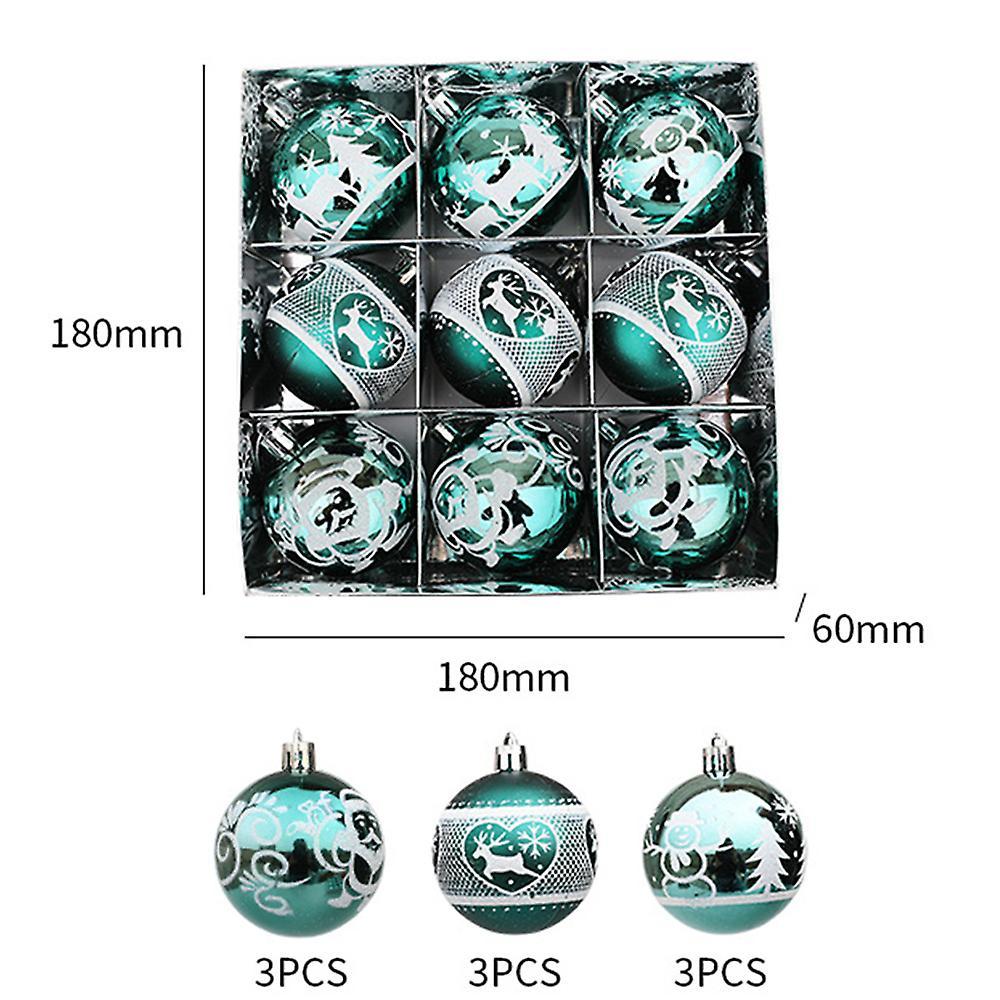 9pcs Christmas Balls Christmas Tree Decor Hanging for Home(green)
