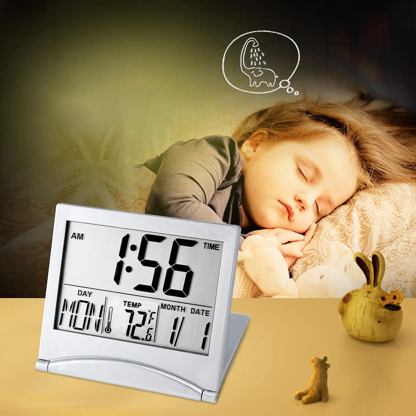 Digital Travel Alarm Clock Battery Operated Number Display Clock
