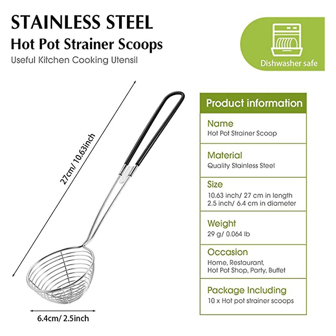 8pcs Stainless Steel Hot Pot Strainer Spoons 2.5 Inch Skimmer Spoon